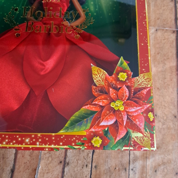 Barbie Signature 2022 Holiday Black Hair Red Gown Collectible 12" Do… - Picture 7 of 10
